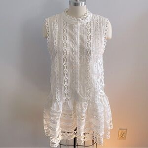 POL Elegant White Allover Lace Sleeveless Shift Dress- Size Small- NWT